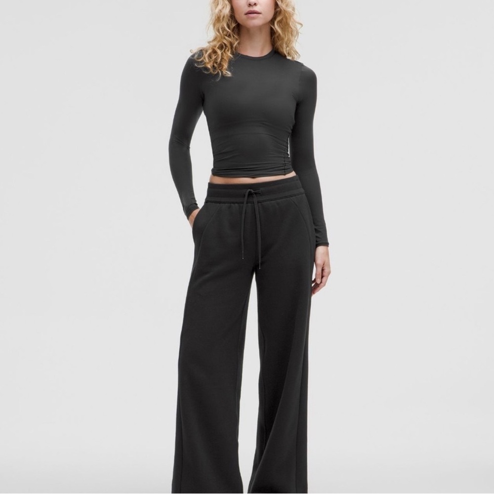 Lululemon Scuba Pants Womens Black Wide Leg FADED